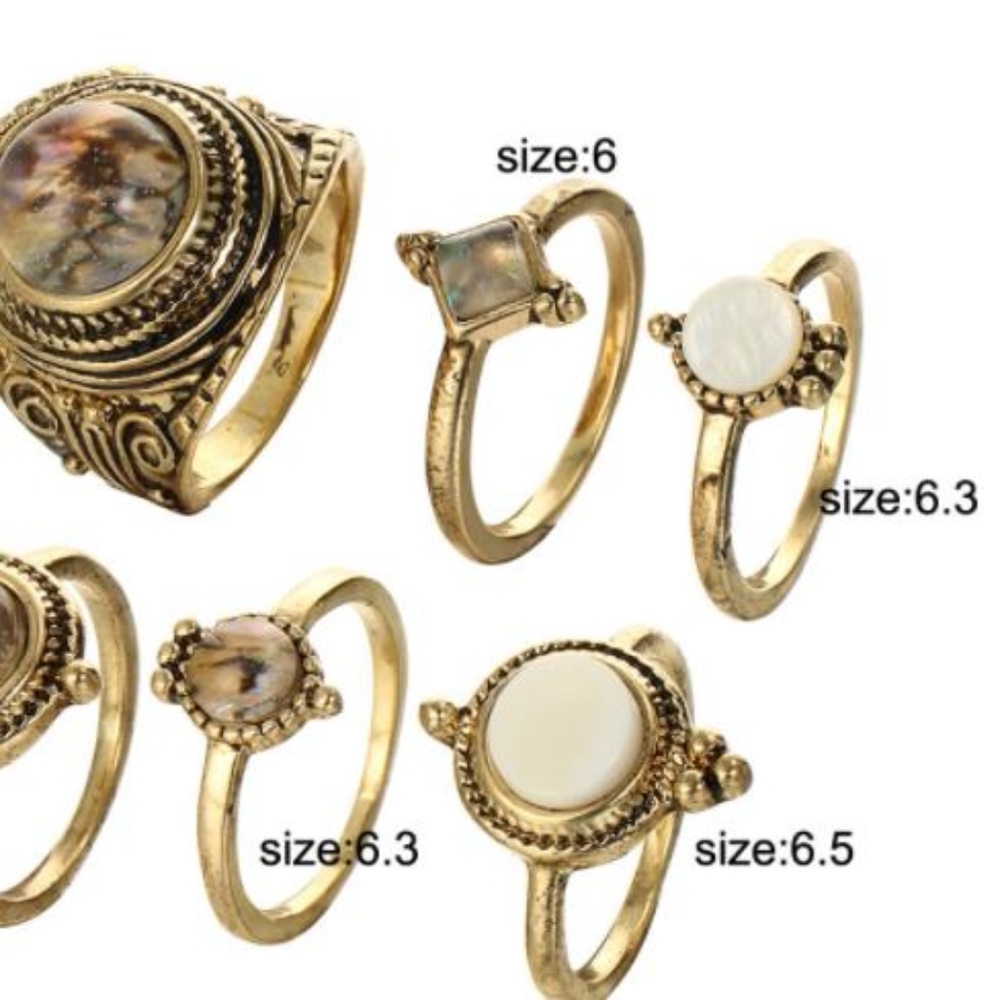 NEW 6pc vintage gold ring set - Picture 7 of 7